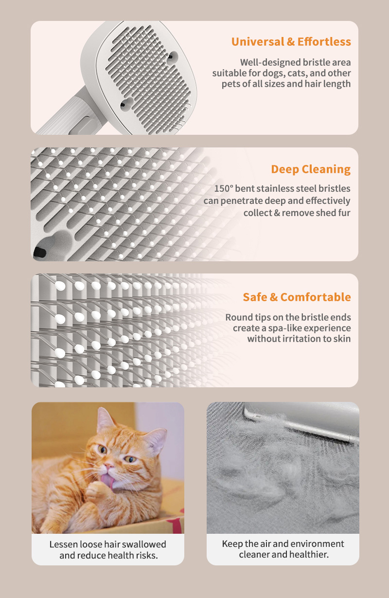 detail of bristles design of massaging slicker brush for pet