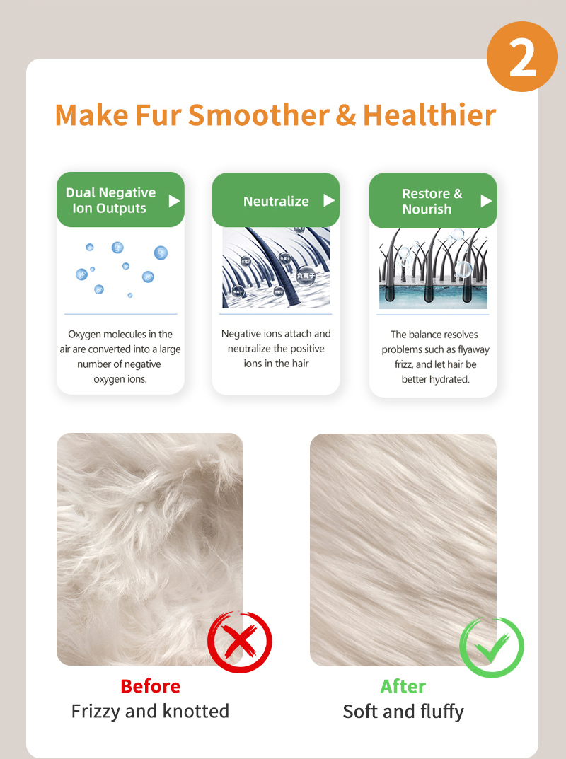 pet hair brush for smooth and fluffy fur