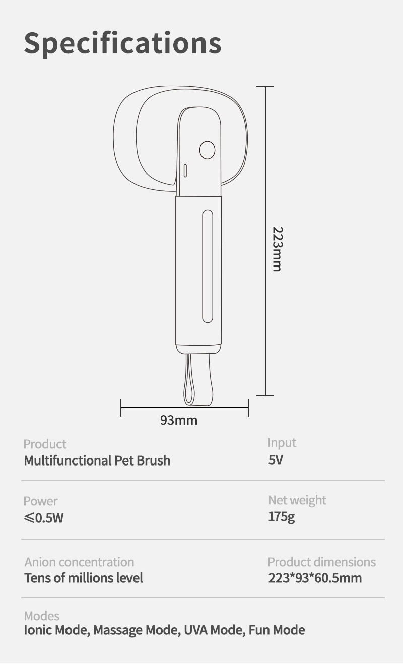 WeMew Pet Brush specifications